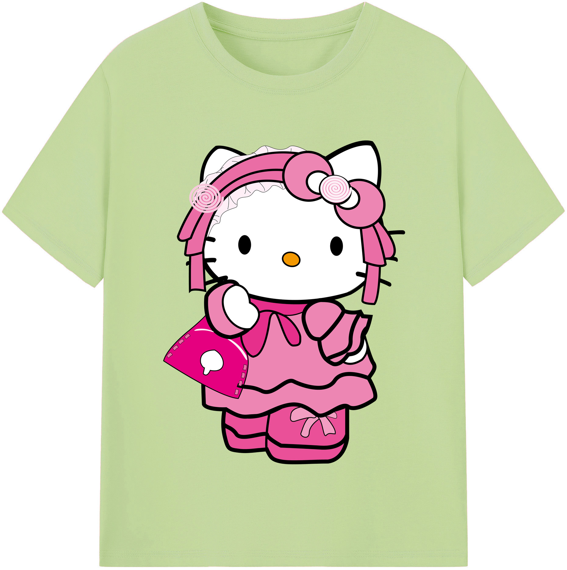 （画像用） Hello Kitty ハローキティ 綿100％半袖Tシャツ（フロントプリント）